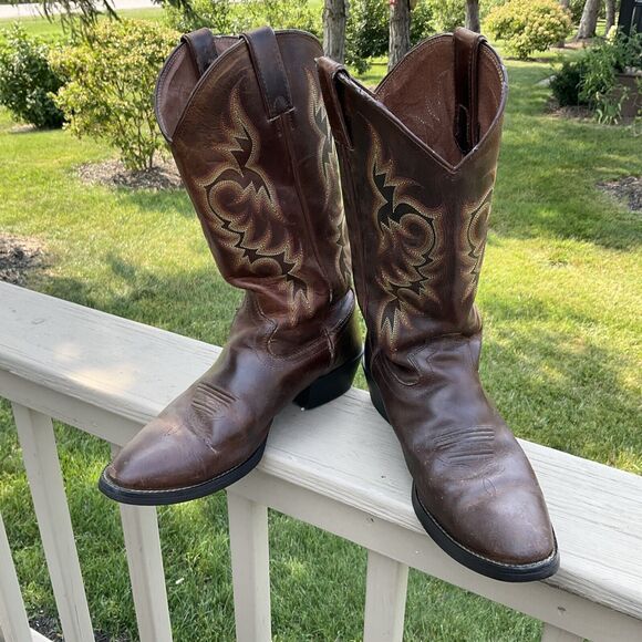 Justin 2551 Men's Stampede Western / Cowboy Boots with Round Toe Brown Size 10 D - Picture 1 of 16